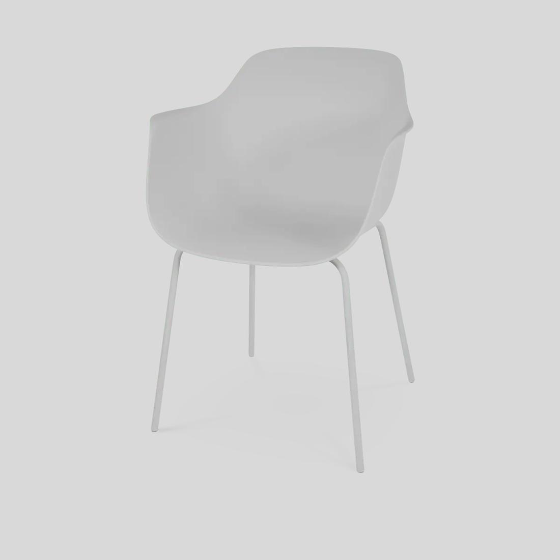 Bekijk deze stoel Deze witte stoel met witte poten kan zelfs in een huishouden met kleine kinderen; een natte doek eroverheen en het kunststof is weer mooi wit en schoon.