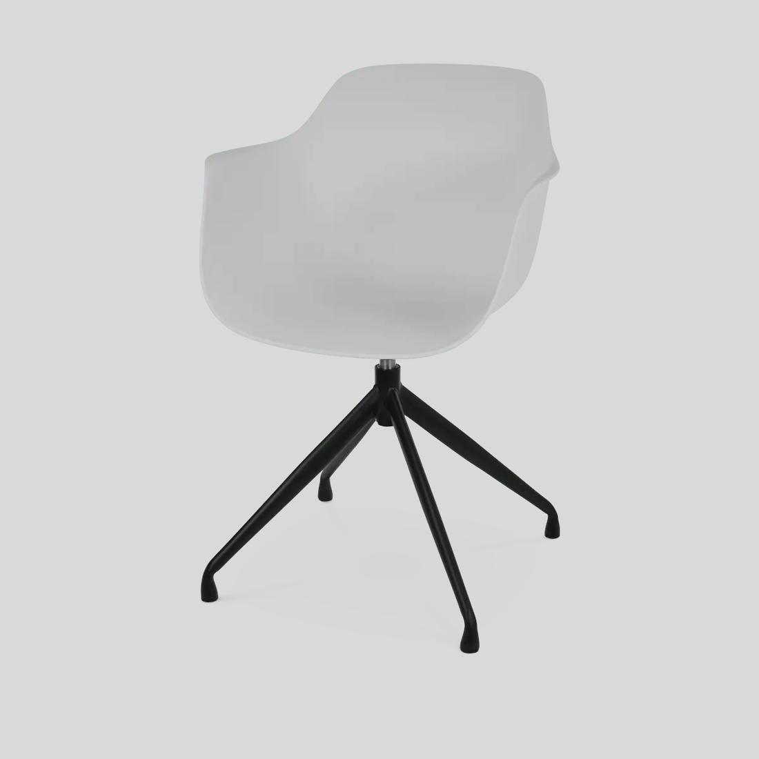 Bekijk deze stoel Deze witte draaibare eetkamerstoel past ook perfect in een sfeervol thuiskantoor.