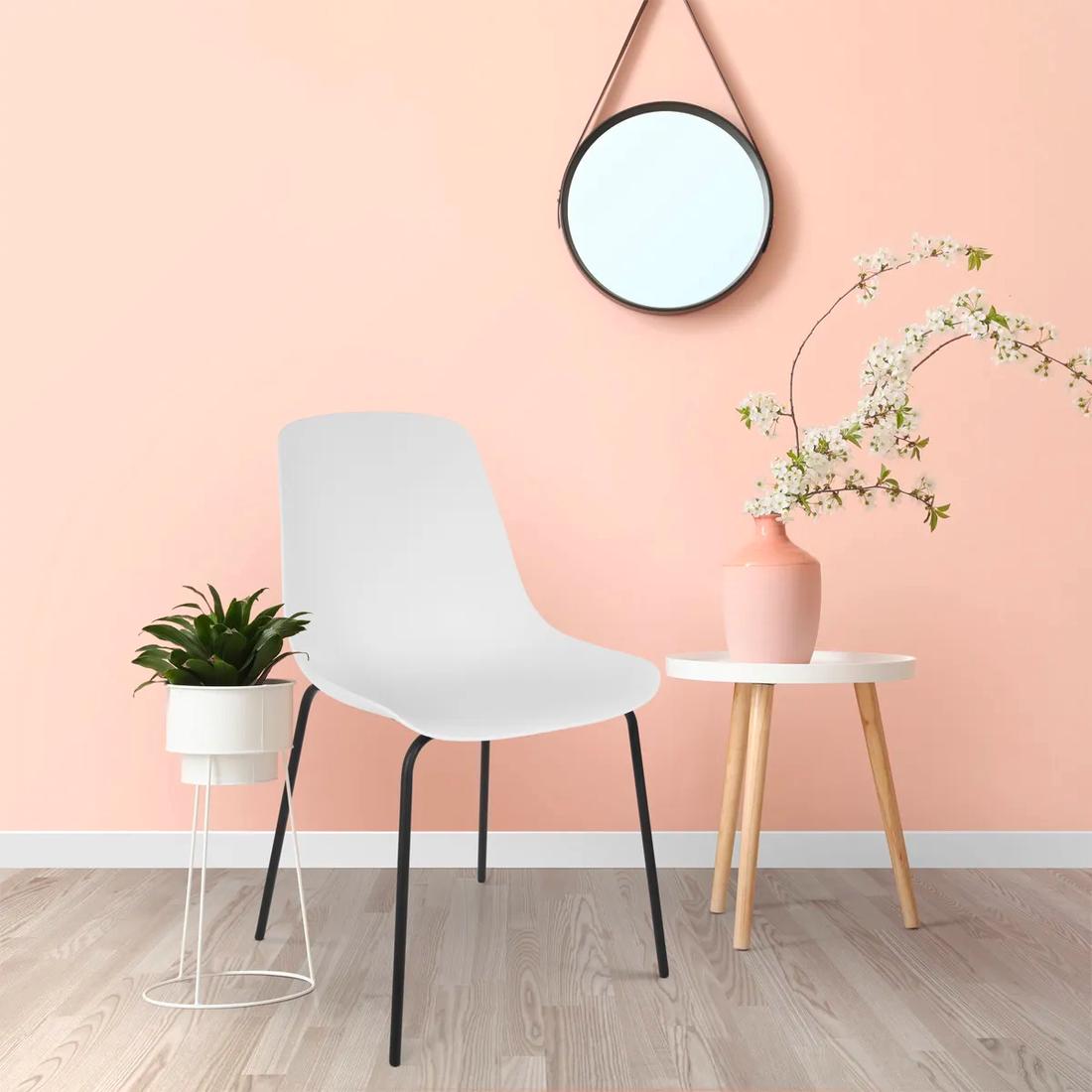 Bekijk deze stoel Een eetkamerstoel in het wit en zwart past vrijwel in elke interieurstijl.