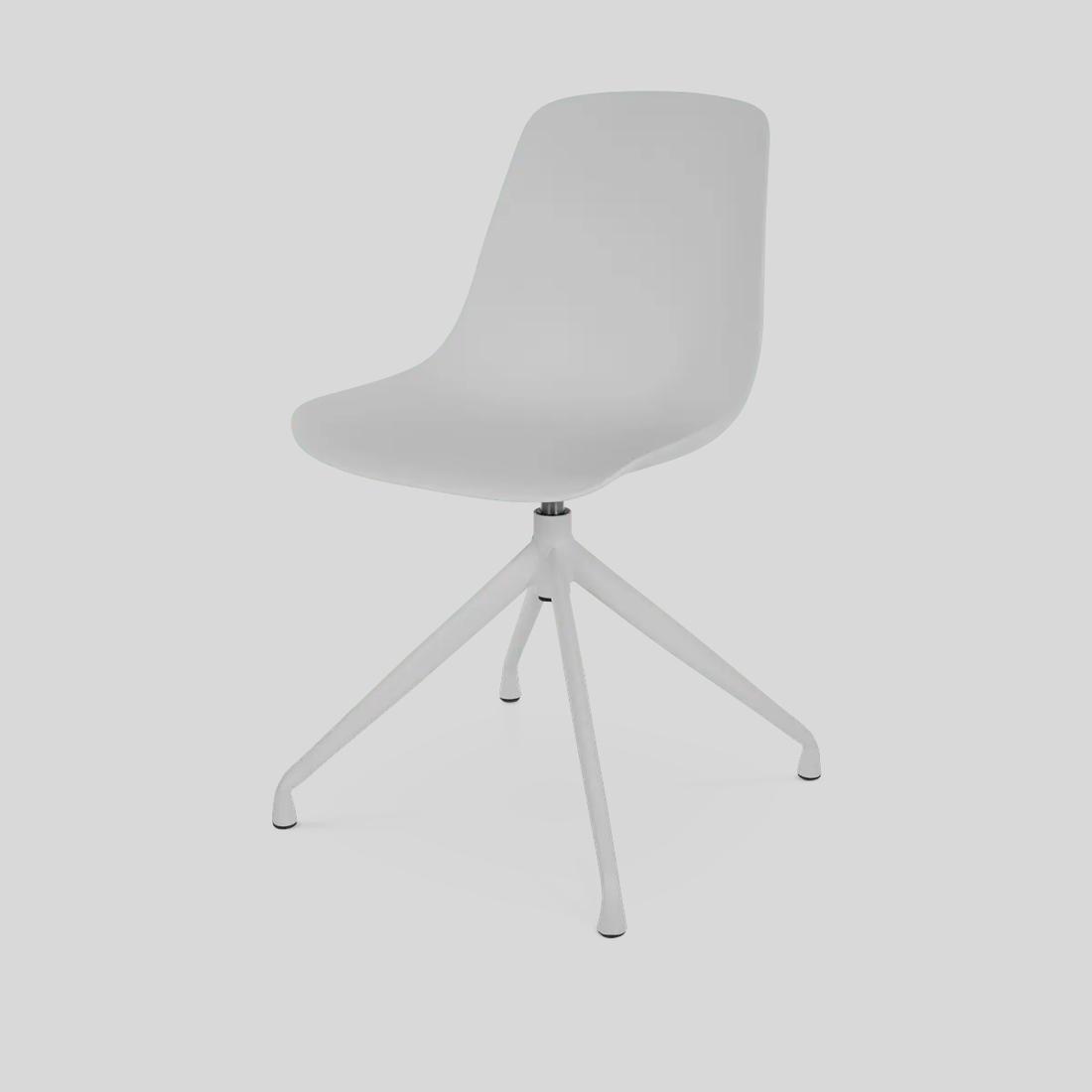 Bekijk deze stoel Deze volledige witte eetkamerstoel met draaibaar onderstel heeft een volledige witte strakke look.