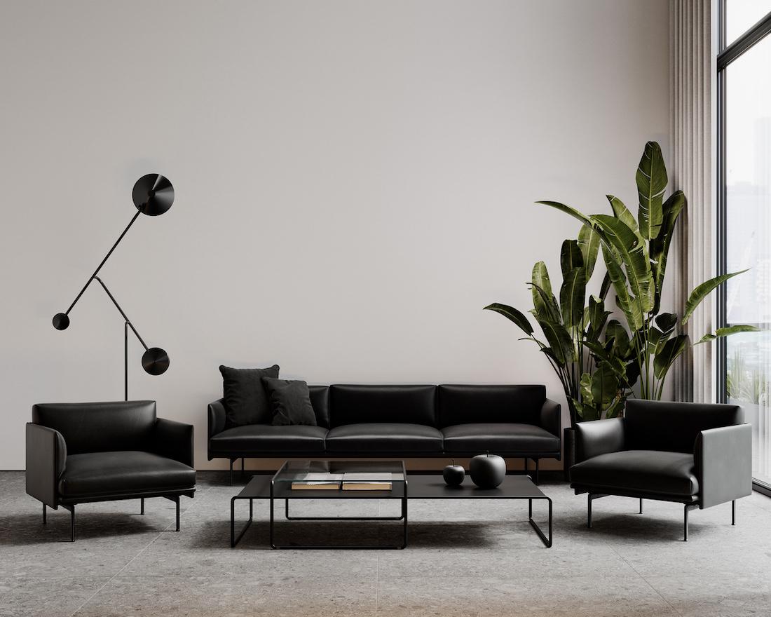 woonhome-zwarte-meubels-zwarte-strakke-design-bank-lamp-staande-lamp-salontafel-1