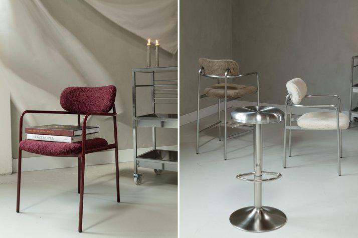 Blobid1 – Mowelli lanceert Studio: designstoelen van geborsteld staal met een luxe twist