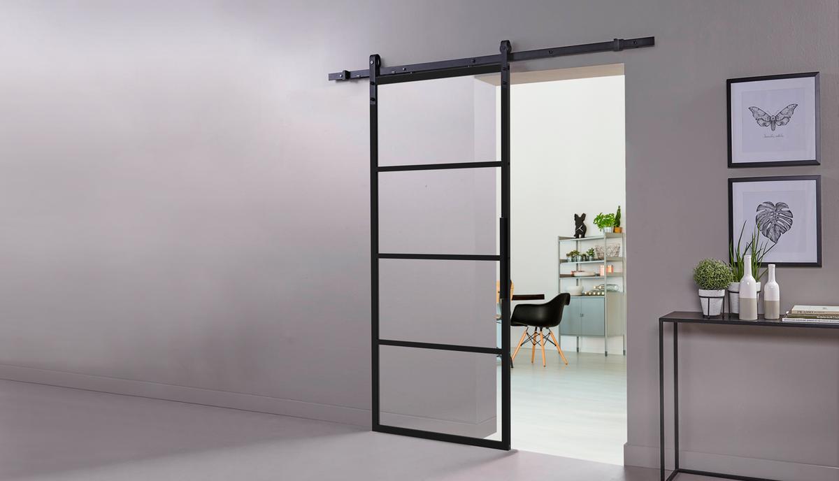 Deze stijlvolle, industriële schuifdeur monteer je zelf
