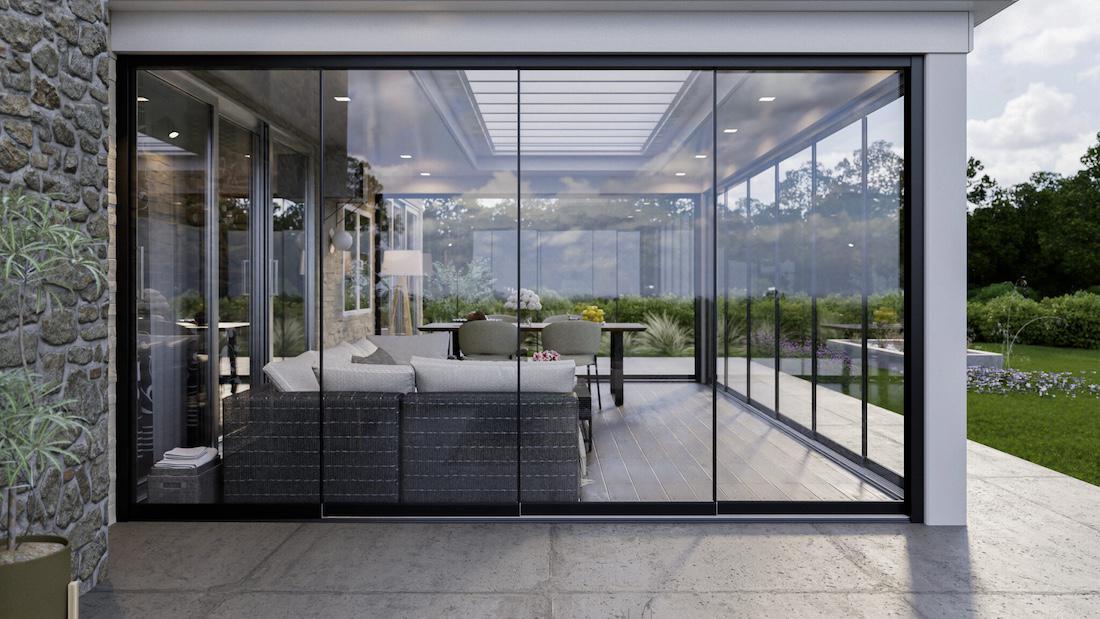 Verbinding met buiten dankzij een glazen schuifwand